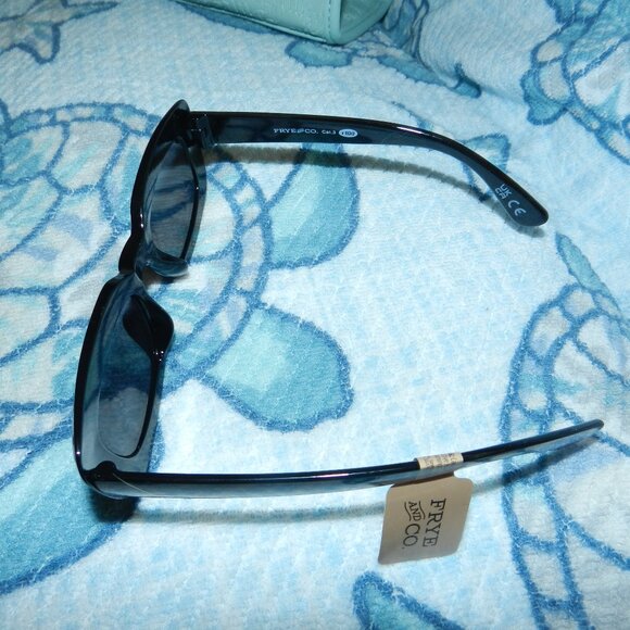 Frye and Co. Sunglasses Black Rectangular Frame UVA/UVB Protection🆕📦⌚🏃🏻💨⚡🚚 - Picture 7 of 16